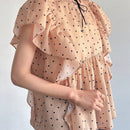 FRIFUL Blusa De Mujer Elegante Con Patron De Lunares Y Dobladillo Con Volantes
