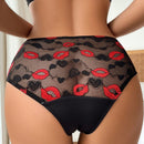 1 Pieza Calzones De Triangulo Femeninos Con Detalles De Encaje Y Estampado De Labios
