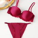 Conjunto De Sujetador De Aro Y Panty Con Ribete De Encaje Para Mujer