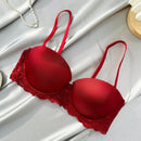Conjunto De Sujetador De Aro Y Panty Con Ribete De Encaje Para Mujer