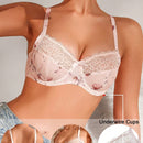Sujetador Con Aros Para Mujer Con Encaje, Malla Y Estampado De Flores Con Diseno De Recorte Sexy (temporada De Bodas)