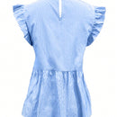 Essnce Blusa/camisa De Manga Acampanada A Rayas Con Cuello Redondo Para Mujer