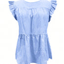 Essnce Blusa/camisa De Manga Acampanada A Rayas Con Cuello Redondo Para Mujer