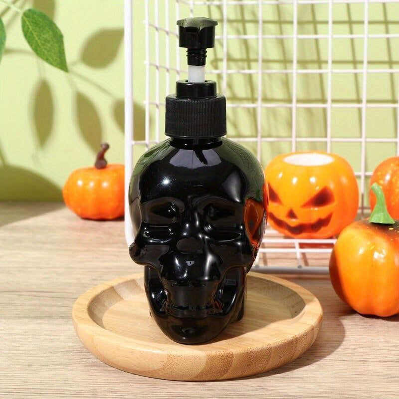 Dispensador de jabón con forma de calavera, botella de plástico PET de 350 ml para champú, gel de ducha, loción, almacenamiento líquido temático de Halloween, decoración para el hogar y el baño