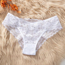Panties De Triangulo Sin Costuras Para Mujer Con Ribete De Encaje En Color Blanco