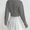 Moosta cardigan casual de manga larga de hombros caidos y unicolor para el trayecto, para otono/invierno