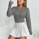 Moosta cardigan casual de manga larga de hombros caidos y unicolor para el trayecto, para otono/invierno
