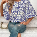 Prive Blusa Con Mangas Acampanadas Y Estampado Vegetal