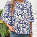 Prive Blusa Con Mangas Acampanadas Y Estampado Vegetal