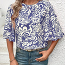 Prive Blusa Con Mangas Acampanadas Y Estampado Vegetal