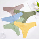 5 Piezas Tanga Sexy De Color Verde Aguacate Para Mujer