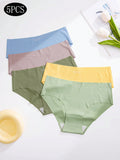 5 Piezas/set Bragas De Triangulo Sin Costuras Para Mujeres, Comodas Y Transpirables Con Levantamiento De Cadera En Cintura En V, De Color Aguacate