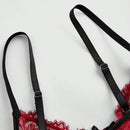 Romwe goth sujetador con aros y encaje con bloques de color para mujer, con adorno de lazo