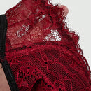 Romwe goth sujetador con aros y encaje con bloques de color para mujer, con adorno de lazo