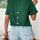 Camisa De Manga Tipo Murcielago Con Sueter De Puntos Suizos Y Dee De Botones