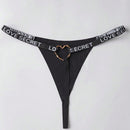 Tanga de jacquard con detalle de anillos de corazon para mujeres con letras
