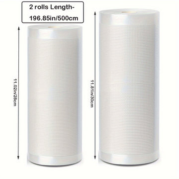 Dos rollos de bolsas herméticas para almacenar alimentos con textura, 5 metros de largo