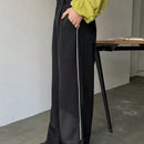 FRIFUL Pantalones Anchos De Pierna Recta Y Sueltos Para Mujer Con Diseno De Franjas Laterales En Contraste