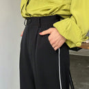 FRIFUL Pantalones Anchos De Pierna Recta Y Sueltos Para Mujer Con Diseno De Franjas Laterales En Contraste