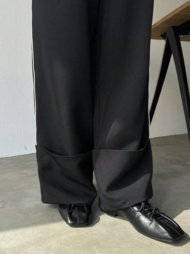 FRIFUL Pantalones Anchos De Pierna Recta Y Sueltos Para Mujer Con Diseno De Franjas Laterales En Contraste