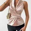 Prive Blusa De Moda Para Mujer Con Diseno Cruzado Sin Mangas Y De Color Solido