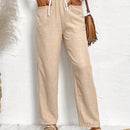 VCAY Pantalones Largos Con Bolsillos Y Cintura Con Cordon Para Mujer
