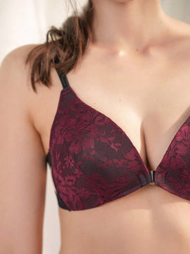 FRIFUL Conjunto De Sosten Y Bragas De Encaje Con Soporte Trasero Y Cierre Frontal