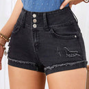 LUNE Pantalones Cortos De Mezclilla Para Mujer Con Dobladillo Deshilachado Y Cierre De Botones