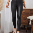 LUNE Pantalones largos elegantes de cintura alta, asimetricos y ajustados para mujer, de unicolor y estilo casual