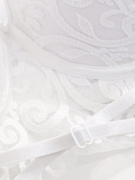 FRIFUL Sujetador Bordado Con Malla Y Aros Para Mujeres Con Efecto Push-up