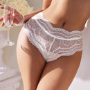 Tanga de encaje de color solido para mujer con lazo trasero