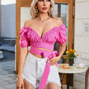 Mujeres Camisa con cintura plisada y lazo