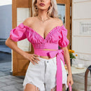 Mujeres Camisa con cintura plisada y lazo