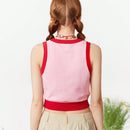 Neu Chaleco De Sueter Informal De Verano Con Patron De Fresas Y Bloques De Colores