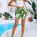 VCAY Shorts Para Mujer Con Estampado De Hojas, Diseno De Borlas Y Aberturas Laterales De Moda