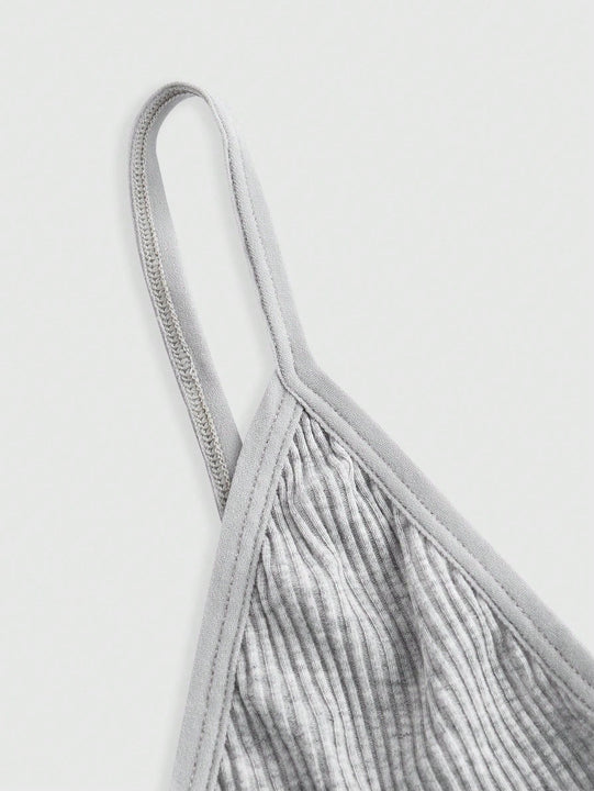 ROMWE Goth Sujetador De Mujer Sin Almohadilla Hecho De Cinta De Punto Y Tela Acanalada