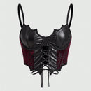 ROMWE Goth Corse Gotico Con Bordes De Murcielago Hecho De Terciopelo Suave Oscuro Pu Y Varillas De Acero