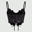 ROMWE Goth Corse Gotico Con Bordes De Murcielago Hecho De Terciopelo Suave Oscuro Pu Y Varillas De Acero