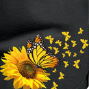 Essnce Shorts Casuales De Cintura Elastica Para Mujer Con Estampado De Girasoles Y Mariposas
