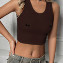 Camiseta Sin Mangas Corta De Corte Ajustado Con Divertido Estampado De Letras Para El Verano