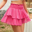 WYWH Falda pantalon para mujer con doble capa de dobladillo, disenos de cintura alta y drapeado