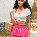 WYWH Falda pantalon para mujer con doble capa de dobladillo, disenos de cintura alta y drapeado