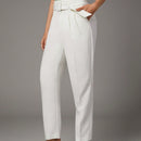BAE Ropa de verano Blanca con cinturon ajustable para mujer Casual, pantalones zanahoria ajustados con forma conica