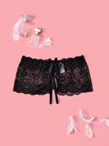 Panties De Encaje Para Mujeres Con Cintura Baja, Atractivos, Transparentes, Abiertos Y Provocativos Con Doble Circulo, Libre De Ataduras
