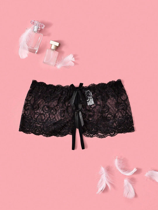 Panties De Encaje Para Mujeres Con Cintura Baja, Atractivos, Transparentes, Abiertos Y Provocativos Con Doble Circulo, Libre De Ataduras