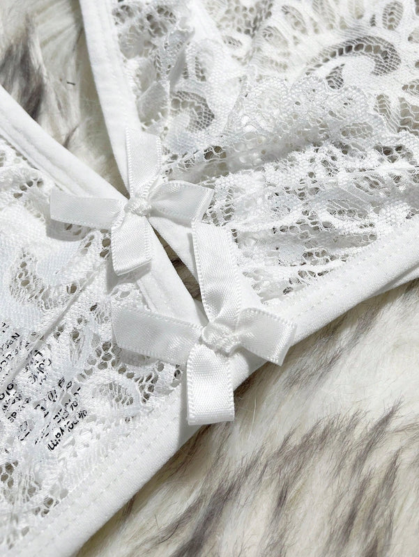 3 Piezas/Conjunto Ropa Interior Sexy Para Mujer Con Encaje Y Tamanos Diferentes