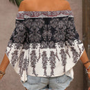 VCAY Blusa Con Estampado Paisley, Hombros Descubiertos Y Mangas Acampanadas