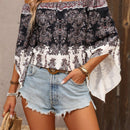 VCAY Blusa Con Estampado Paisley, Hombros Descubiertos Y Mangas Acampanadas