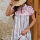 LUNE Camisa Estampada De Flores Pequenas De Verano Casual Con Parches