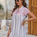 LUNE Camisa Estampada De Flores Pequenas De Verano Casual Con Parches